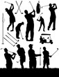 Vector Golf Elements and Silhouettes Vector Golf Elements and Silhouettes