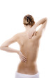 Woman massaging pain back Woman massaging pain back