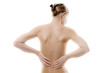 Woman massaging pain back Woman massaging pain back