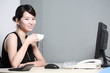 young asian businesswoman working with computer in office