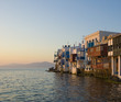 Little Venice on the island of Mykonos at sunset