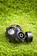 Gas mask on grass