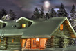 Wooden cottage in the winter's evening. Finland.