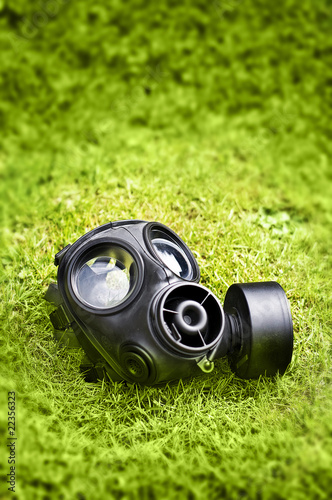 Photo: Gas mask on grass Gas mask on grass