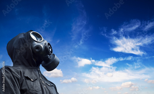 Photo: Man wearing gas mask Man wearing gas mask