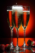 Glass of champagne with strawberry