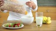 Video: Woman having breakfast Woman having breakfast