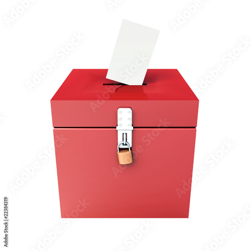 Illustration: 3D - Blanko Wahlurne Rot 03 - Abgeschlossen 3D - Blanko Wahlurne Rot 03 - Abgeschlossen