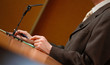 Speaker talking to the  microphone
