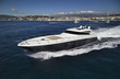 France, Cannes, aerial view of the city and luxury yacht