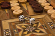 2 dice on the backgammon desk