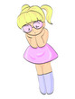 Surprised blond girl in pink glasses