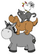 Bremer Stadtmusikanten, Hahn, Katze, Hund, Esel