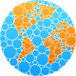 Blue and orange circle globe