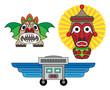 Aztecs-style icons: a beast, a human and a flying machine Aztecs-style icons: a beast, a human and a flying machine