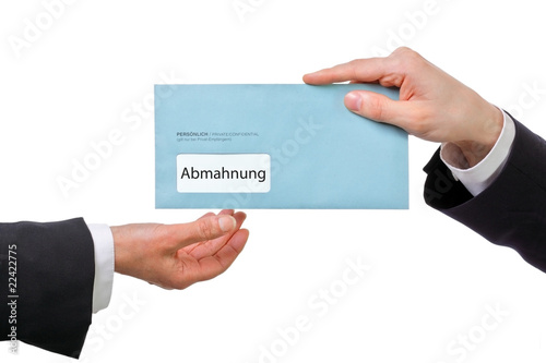 Foto: Eine Abmahnung wird übergeben Eine Abmahnung wird übergeben