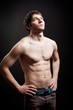 Man with sexy body and muscular abdomen