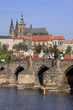 Spring Prague's gothic Castle with the Charles Bridge