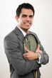 junger business mann mit tennisschläger
