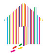 Haus mit Farbstreifen