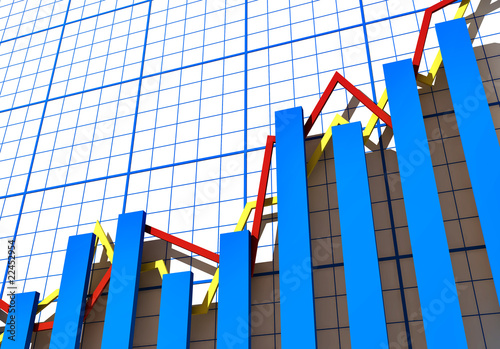 Illustration: blue 3d chart statistics blue 3d chart statistics
