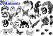 Animals tattoo and cliparts