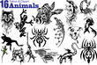 Vector: Animals tattoo and cliparts Animals tattoo and cliparts