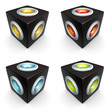 Render of 4 cubic speakers soundsystem stereo