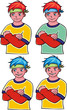 The teenager with a bandage on the head.