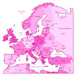 Pink map of Europe