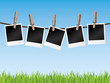 Vektor: Photographs hanging on a line Photographs hanging on a line