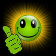 green smiley, black, sun green smiley, black, sun