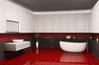 Badezimmer mit dem roten Boden 3d