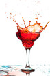 red splashing cocktail