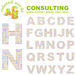 CONSULTING. Alphabet with different association terms.