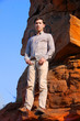 Handsome male fashion model outdoors