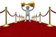 Red carpet on white background. Isolated 3D image