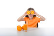 Girl with orange indicates language Girl with orange indicates language