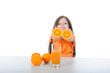 Girl shows orange segments Girl shows orange segments