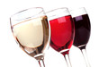 Red, rose and white wine in a wine glasses