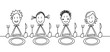 4 enfants à table blanc
