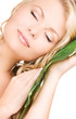 woman with green leaf woman with green leaf
