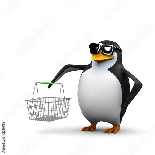 Illustration: 3d Shopper penguin 3d Shopper penguin