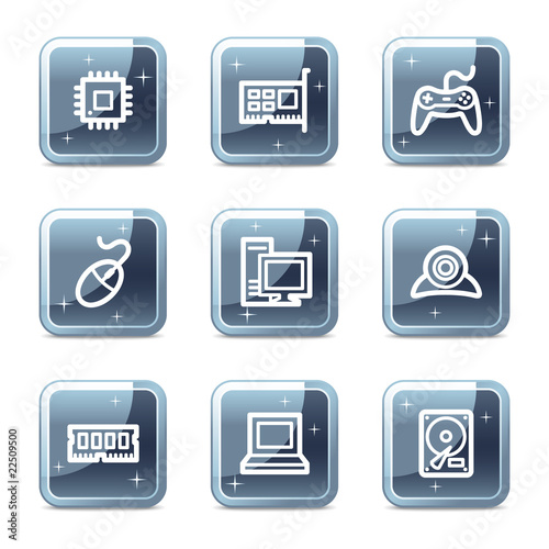 Vector: Computer web icons, mineral square glossy buttons Computer web icons, mineral square glossy buttons