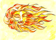 Sun watercolor painted.