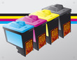 Printing ink cartridges vector background