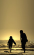 mother and son with bodyboard board