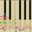colourful notes and paino