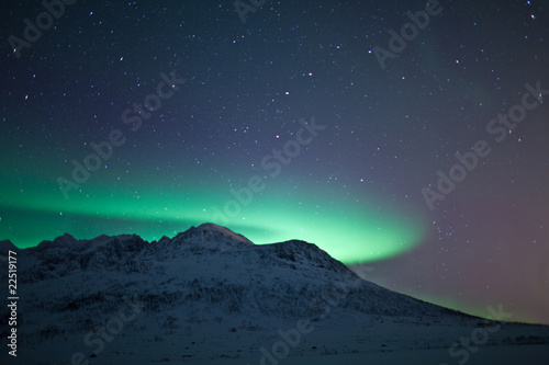 Aurora Borealis over mountains
