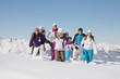 Family walking in snow